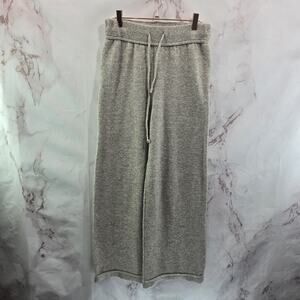 Miou Muse Sweater Pants Womens Medium Gray Oat Wide Leg High Rise Knit Pull On